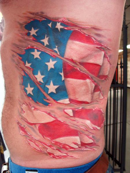 Tattoos - flag skin tear - 60887